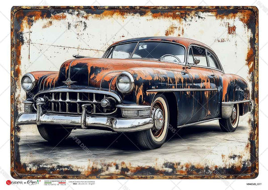 Paper Designs Grunge Vehicle Tin Sign I Rice Paper