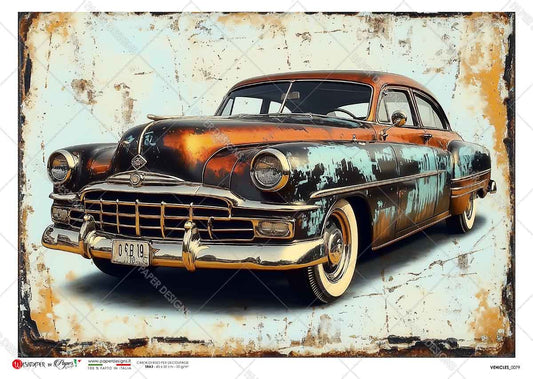 Paper Designs Grunge Vehicle Tin Sign III Rice Paper
