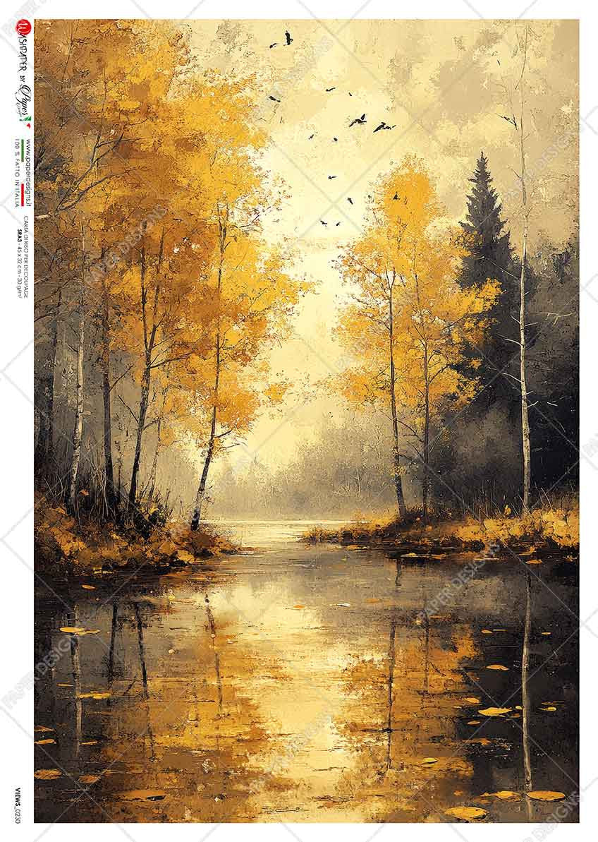 Paper Designs Peaceful and Still Fall Lake Rice Paper