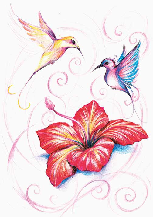 Paper Designs Red Flower with Birds