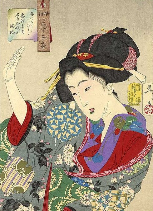 Paper Design Disagreeable: Habits of a young woman of Nagoya in the Ansei era by Yoshitoshi