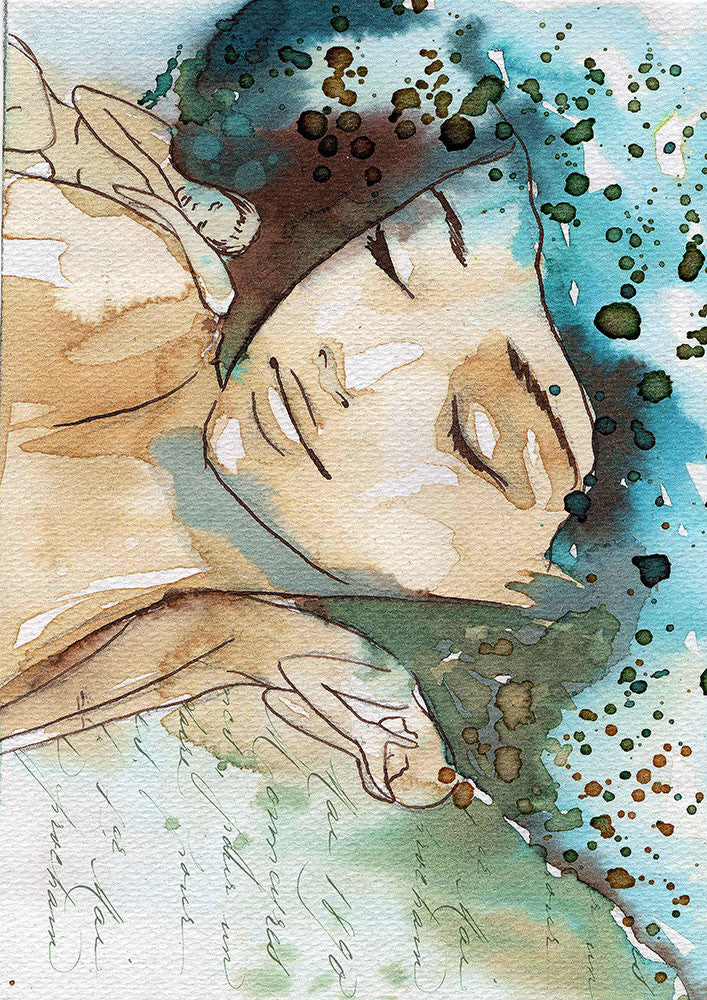 Peaceful Resting Watercolor Portrait