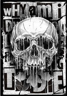 Paper Designs Black and White Dripping Skull