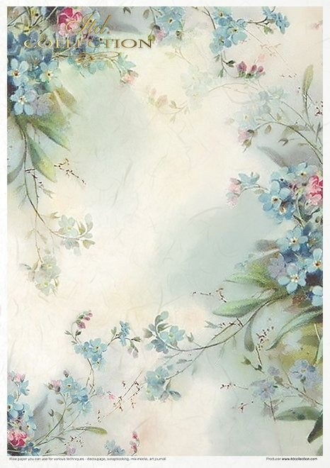 ITD Collection Rice Paper Pack Flower Post Forget me Not