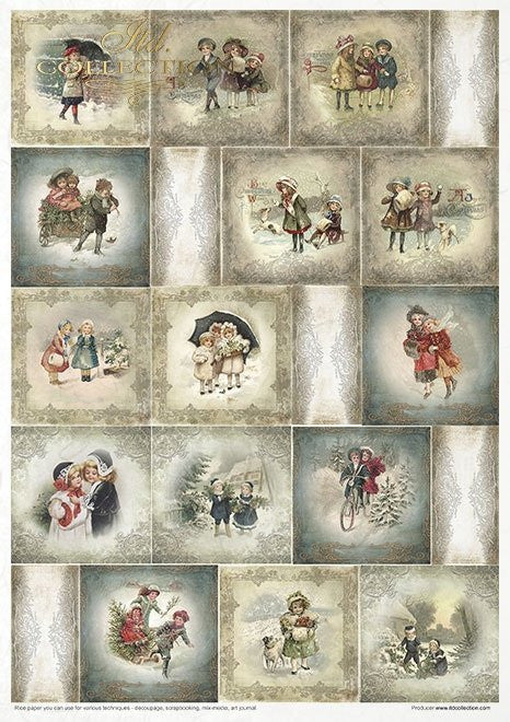 ITD Collection Rice Paper Pack of 11 Vintage Advent Calendar