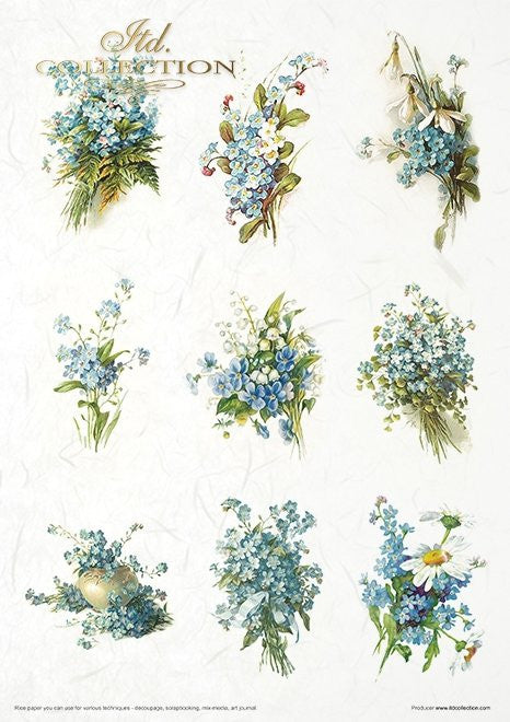 ITD Collection Rice Paper Pack Flower Post Forget me Not