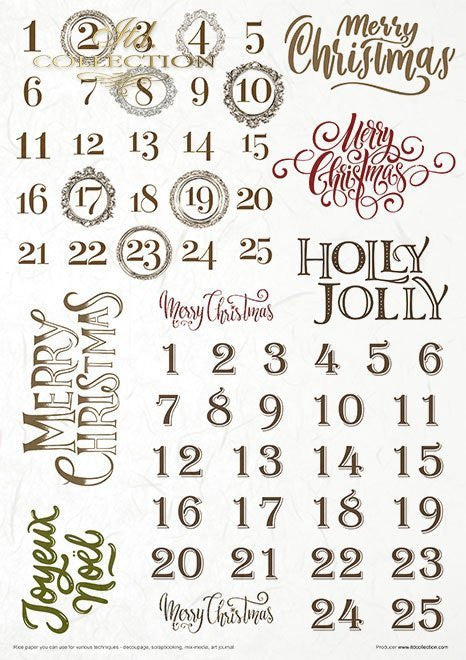 ITD Collection Rice Paper Pack of 11 Vintage Advent Calendar