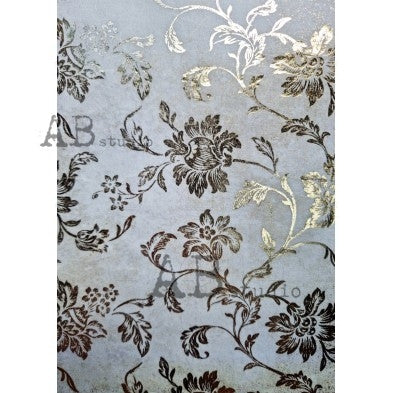 AB Studios Gilded Winter Flowers Rice Paper A4 0019