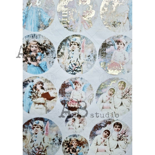 AB Studios Gilded Angel Rounds Decoupage Rice Paper A4 0021