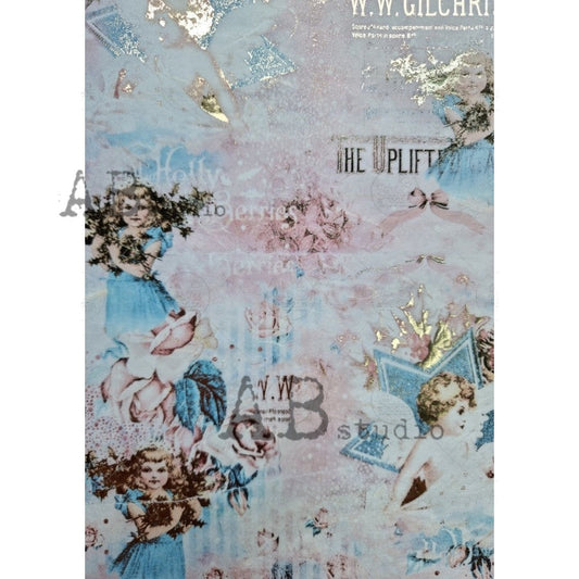 AB Studios Gilded Blue and Pink Cherubs Angels ABGP 0023
