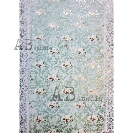 AB Studios Gilded Lace Wallpaper Decoupage Rice Paper A4 0035