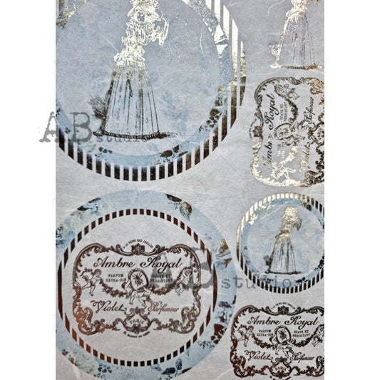 AB Studios Gilded Victorian Ladies and Labels Rice Paper A4 0047