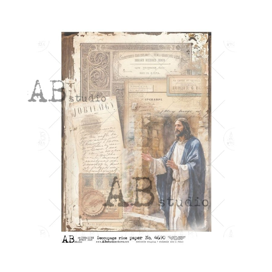 AB Studios Jesus Collage A4 Rice Paper