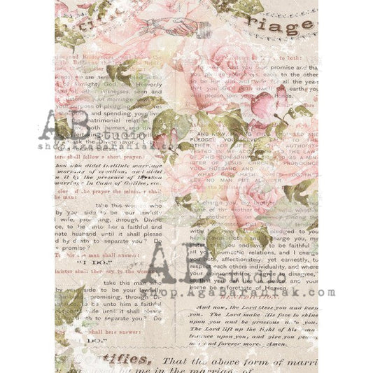 AB Studios Rice Paper A4 Book Page Floral