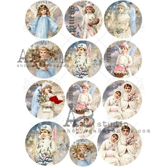 AB Studios Shabby Winter Children Round Scenes A4 0359