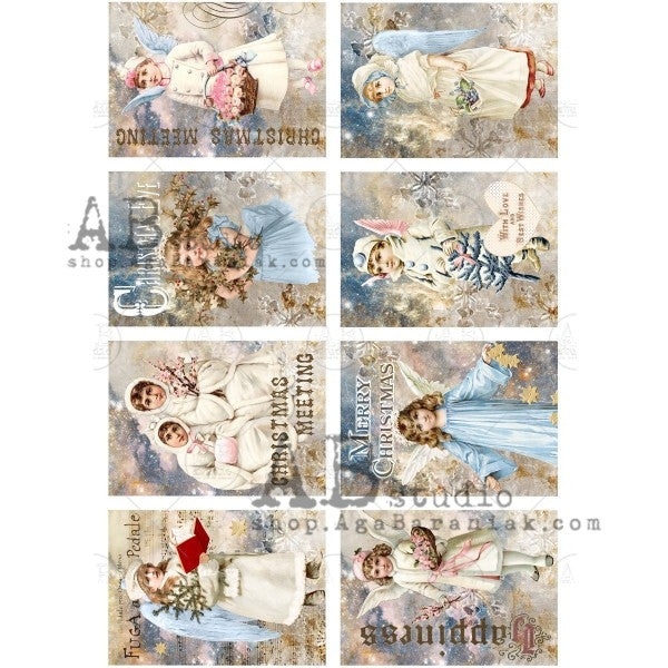 AB Studios 8 Mini Vintage Shabby Angel Rice Paper A4 0360