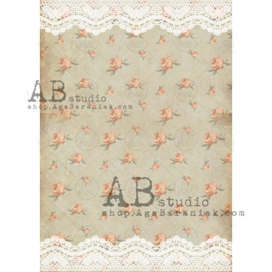 AB Studios Rice Paper Shabby Rose Wallpaper Pattern