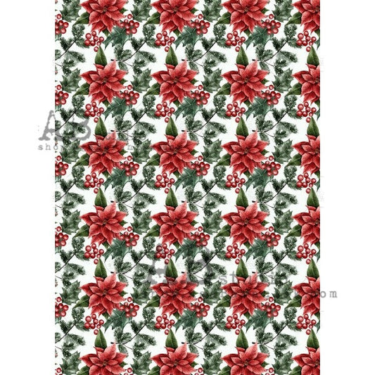 AB Studios Poinsietta Pattern Rice Paper A4 0432