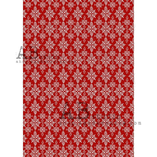 AB Studios Red and White Snowflake Pattern Rice Paper A4 0434