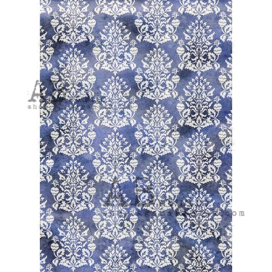 AB Studios Rice Paper A4 Indigo Damask