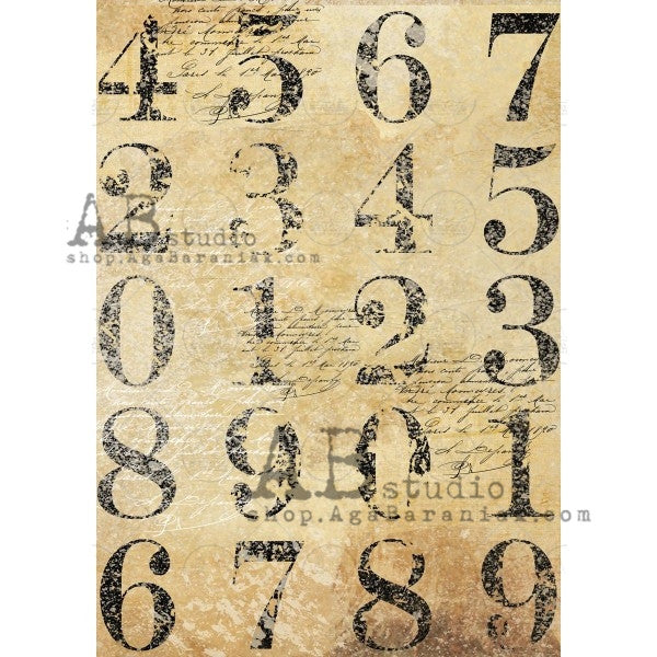 AB Studios Rice Paper A4 Block Numbers #631