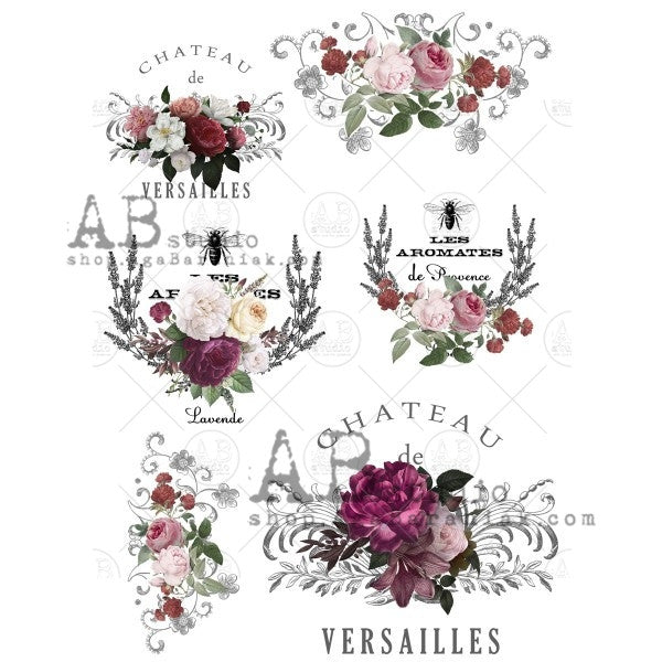 AB Studios Rice Paper A4 Pink and Red Parisian Labels