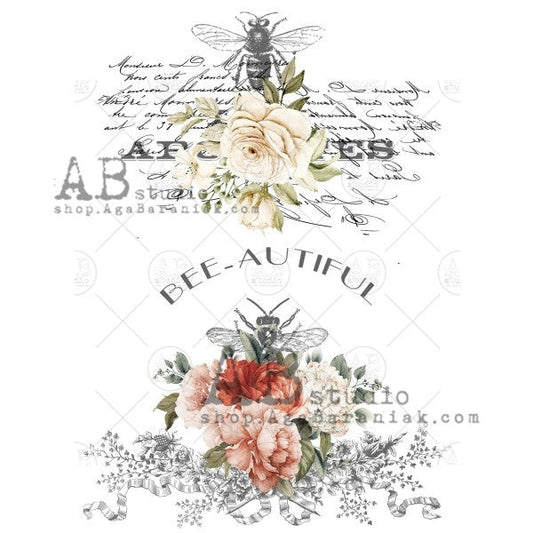 AB Studios Rice Paper A4 Large Rose Labels