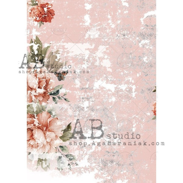 AB Studios Rice Paper A4 Pink Grunge