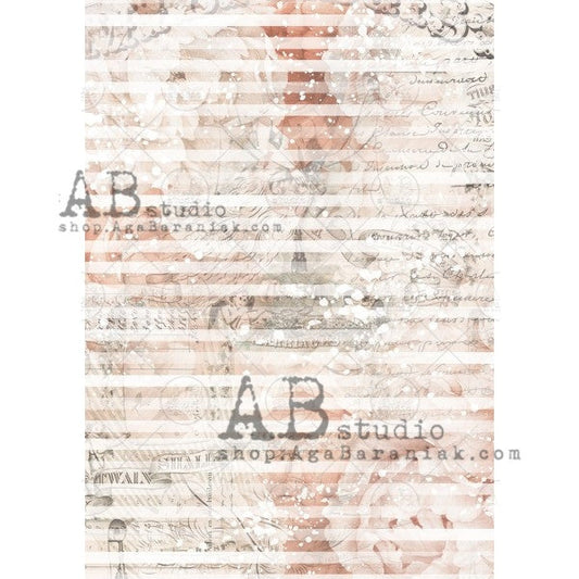AB Studios Rice Paper A4 Coral Stripes