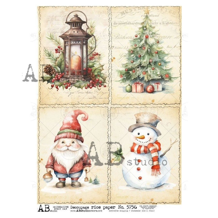AB Studios Christmas Whimsy Four Pack A4 Rice Paper