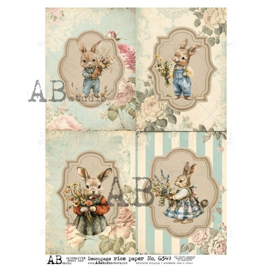 AB Studios Four Easter Country Scenes A4 Rice paper