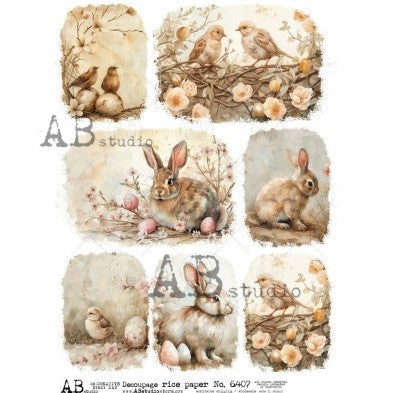 AB Studios Seven Small Easter Scenes A4 Rice Paper