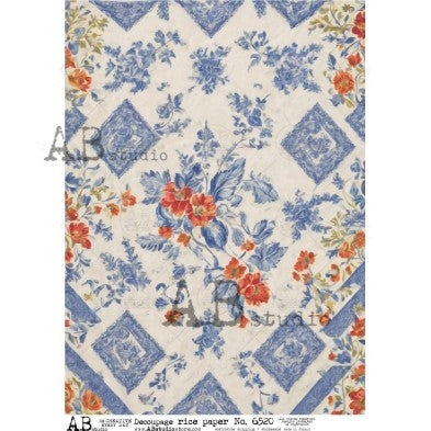 Blue Toile & Red Florals – Vintage Patchwork