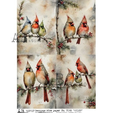 AB Studios Cardinals & Songbirds A4 Rice Paper