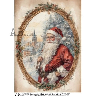 Vintage Santa Portrait – Christmas Hearth Scene