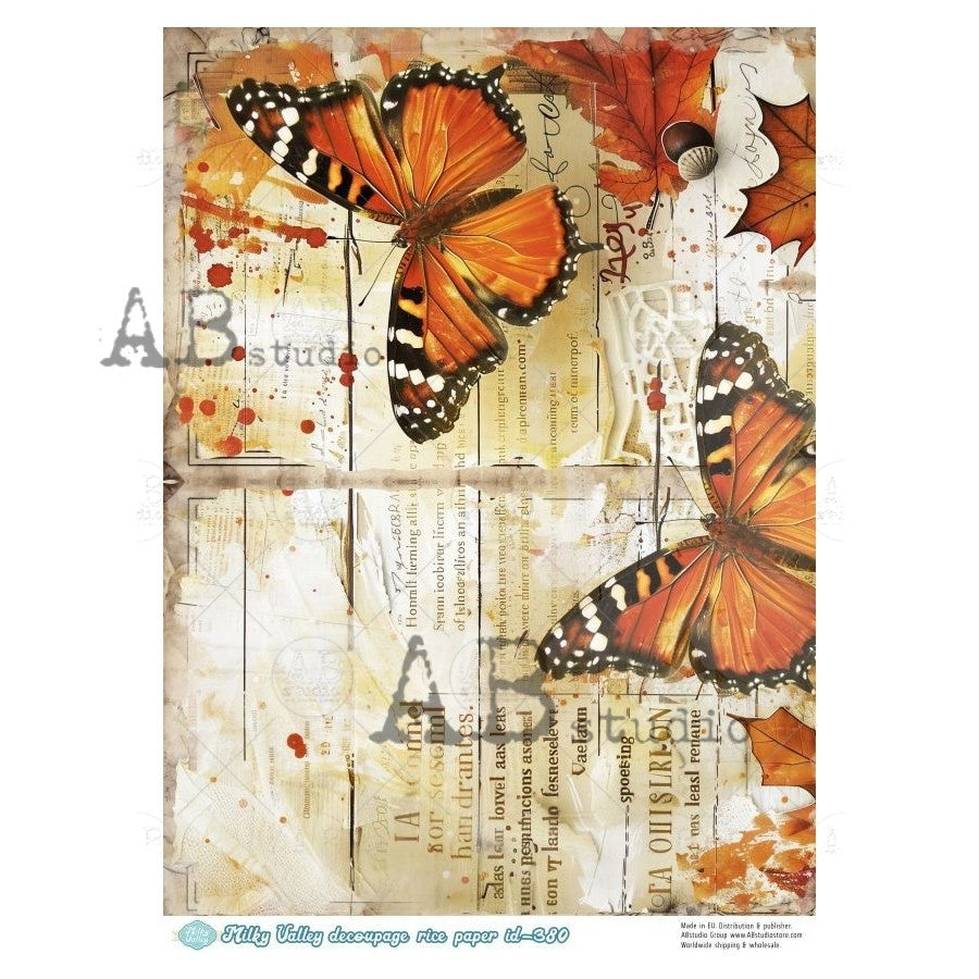 AB Studios Monarch Butterflies Journal Page A4 Rice Paper
