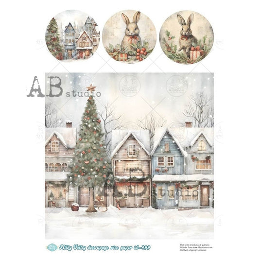 AB Studios Snowy Village Houses Rice Paper
