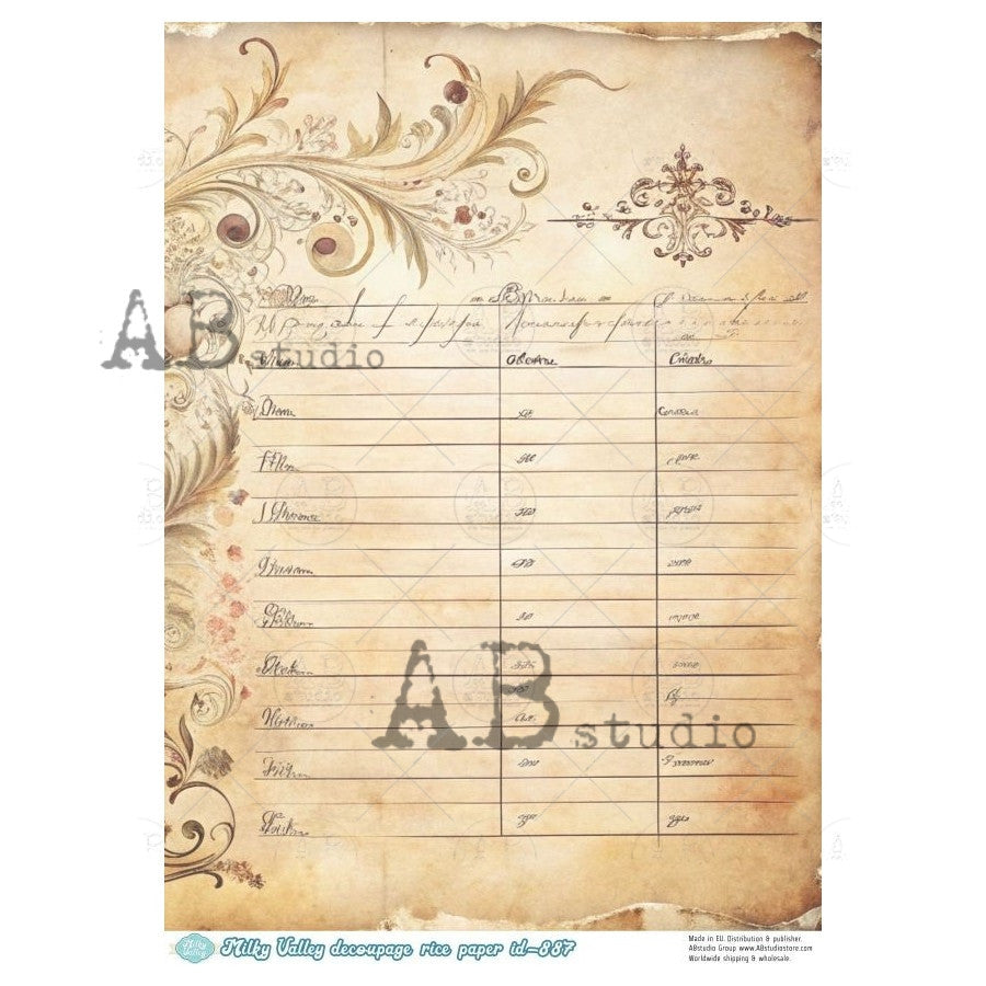 Decoupage rice paper A4 Milky Valley ID-887