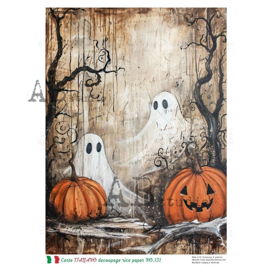 AB Studios Two Ghosts Halloween A4 Rice Paper