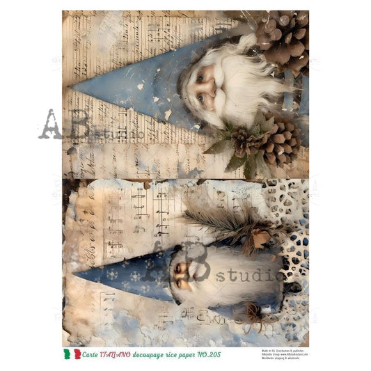 AB Studios Gnome Style Santas A4 Rice paper