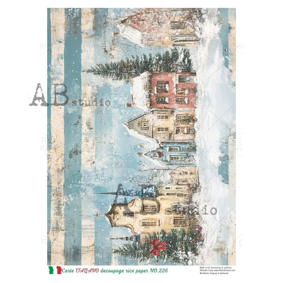 AB Studios Village Houses Scene Rice Paper