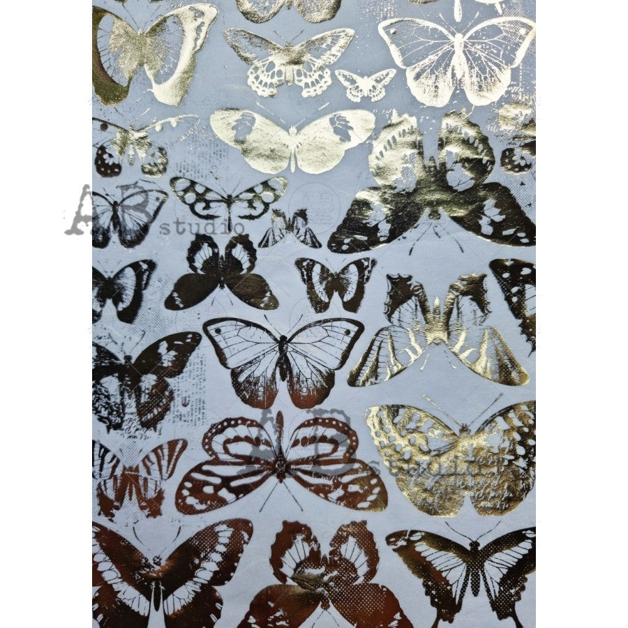 AB Studios Gilded Butterflies Decoupage Rice Paper A4 0086