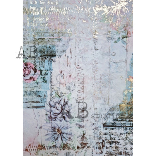 AB Studios Gilded Floral Collage Decoupage Rice Paper A4 0077