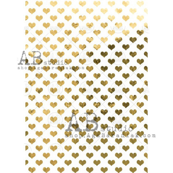 AB Studios Gilded Rice Paper Gold Hearts ABGP 0198