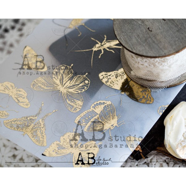 AB Studios Gold Vellum Paper Butterflies A4