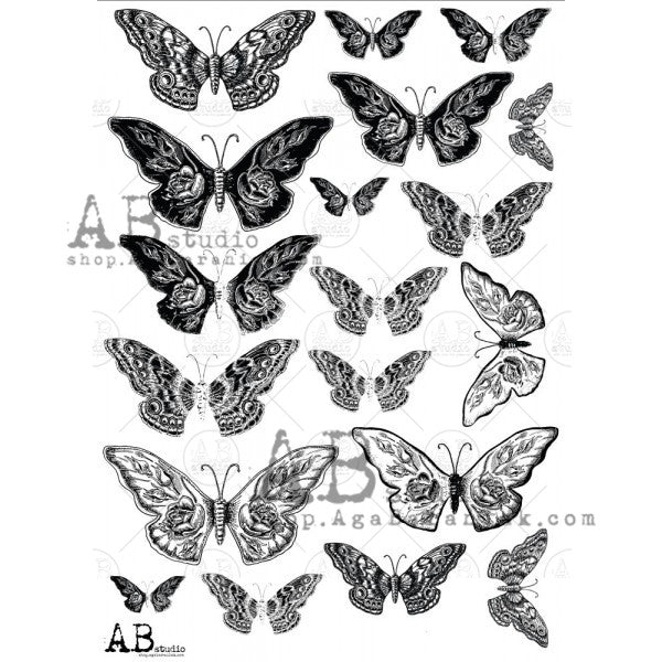 AB Studios Gold Vellum Paper Butterflies A4