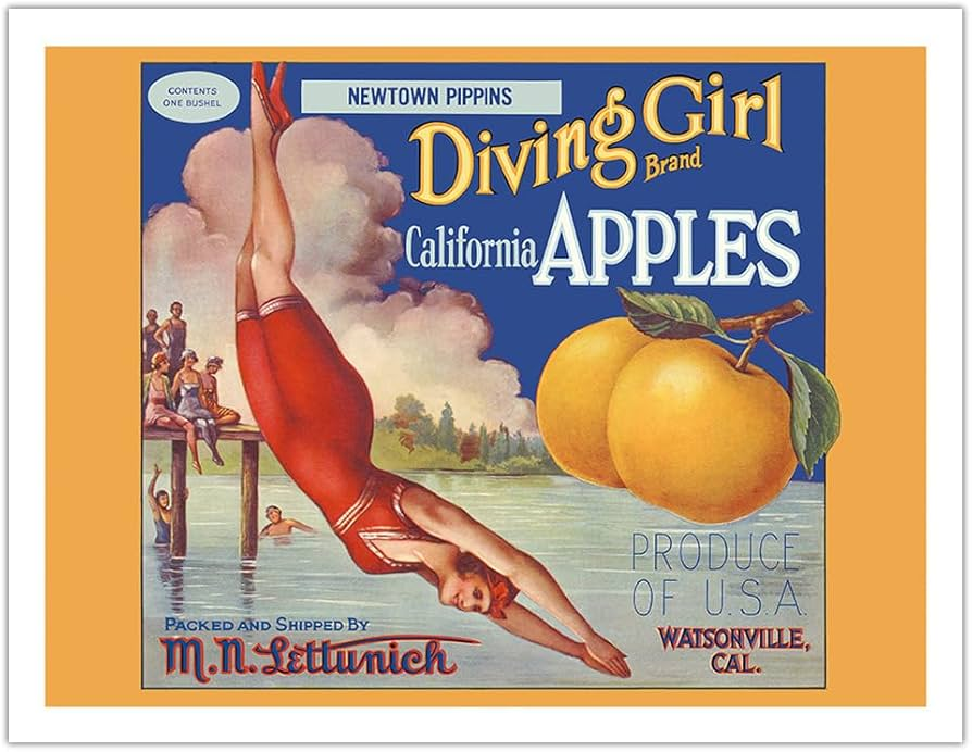 Decoupage Queen Diving Girl Antique Crate