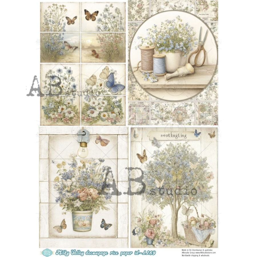 AB Studios Vintage Botanical Sewing Rice Paper