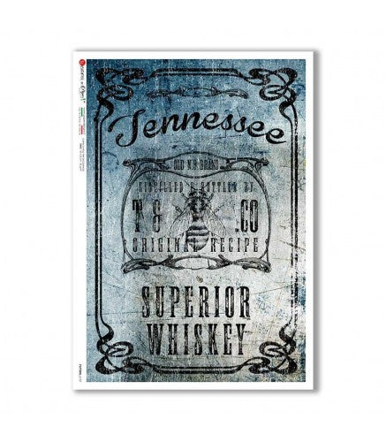 Paper Designs Tennessee Whiskey Superior Original Recipe Blue Rice Paper