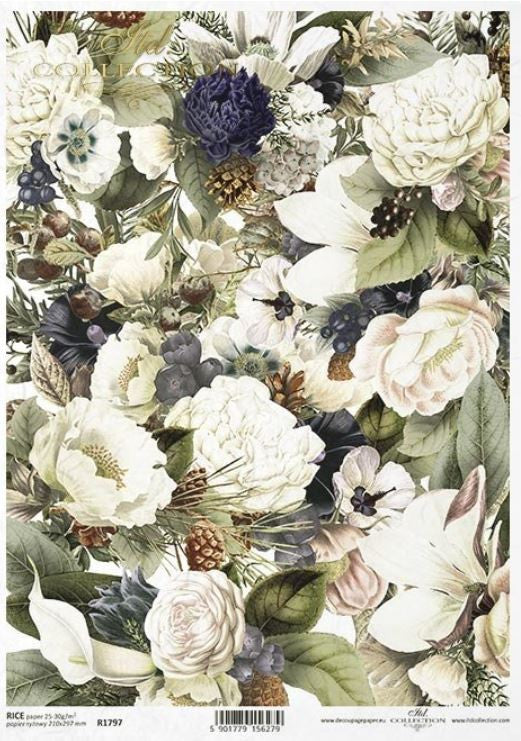 ITD Collection Floral Nostalgia Rice Paper A4